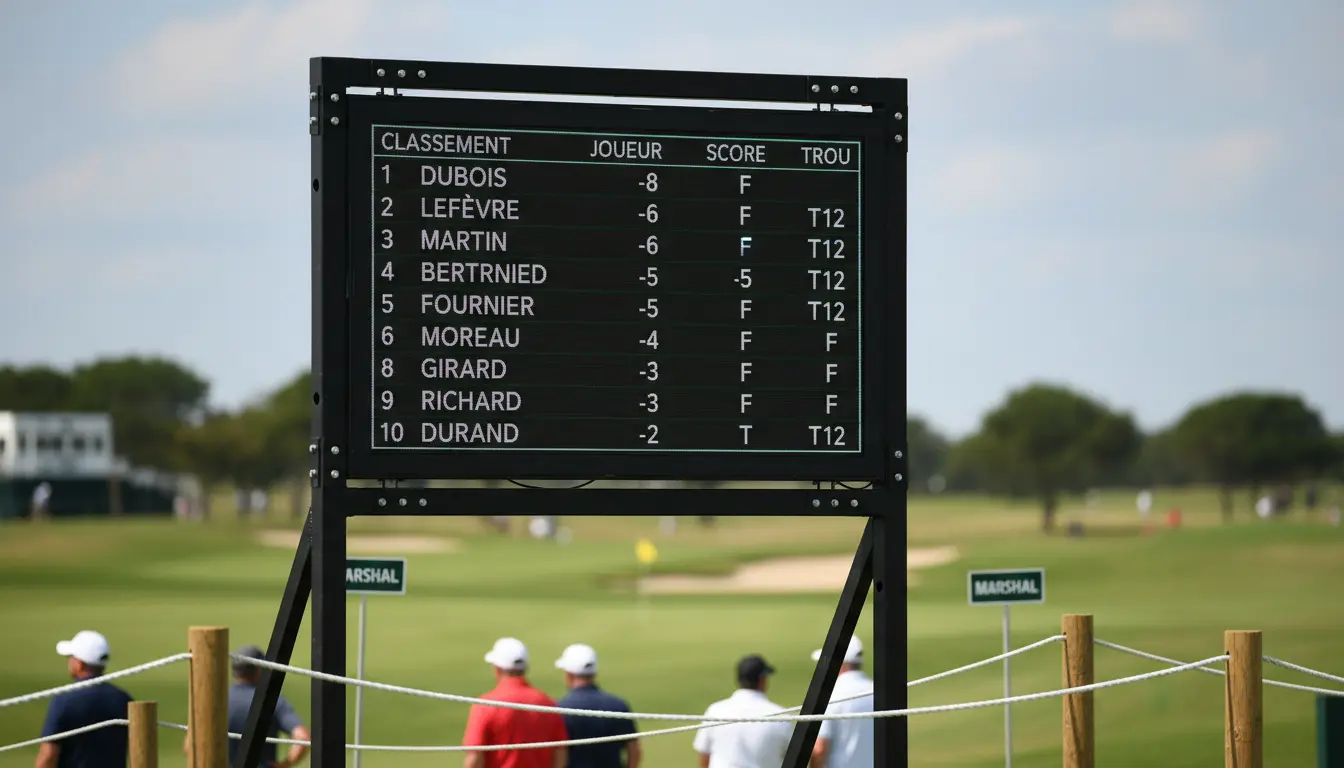 Tableau de cotes de paris golf affiché sur un écran lors d'un tournoi PGA Tour