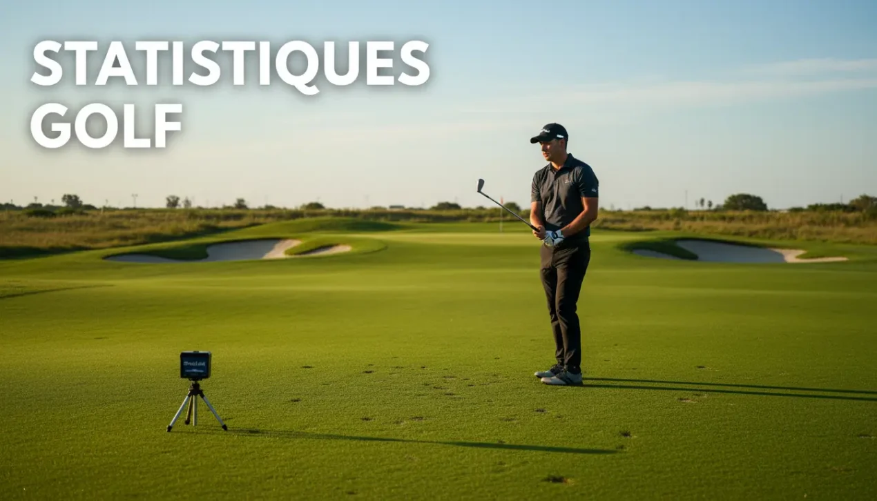 Statistiques golf pour les paris : golfeur analysant ses données de performance sur un parcours